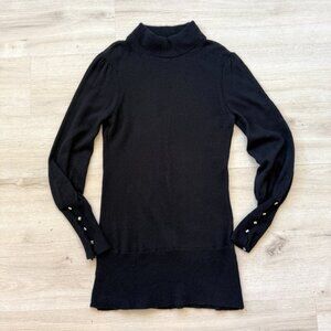 Banana Republic Black 100% Angora Tunic Sweater Vintage Rhinestone Cuffs Medium